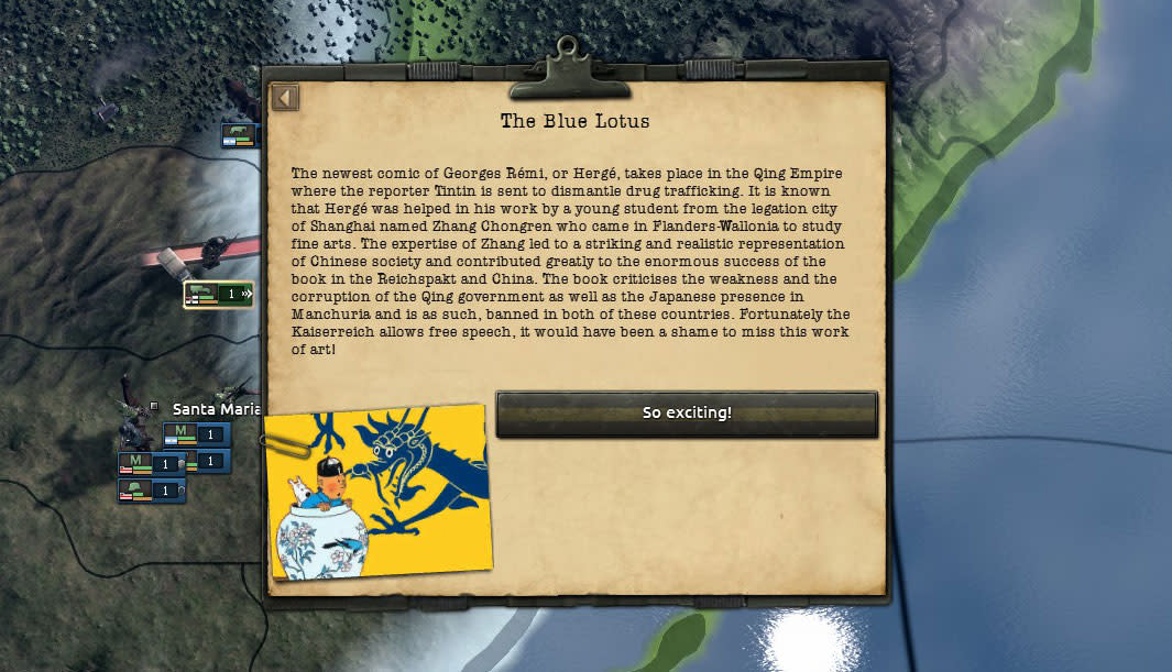 Kaiserreich’s narrative breaks aren’t always about battles and political decisions. Sometimes famous authors, celebrities and politicians from our own timeline are reintroduced in their Kaiserreich form, from Hitler (now an obscure WW1 veteran and author) to Lawrence of Arabia.